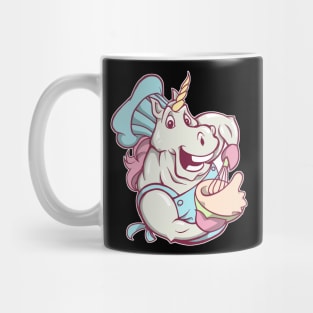 Baker - comic unicorn bakes cake Mug